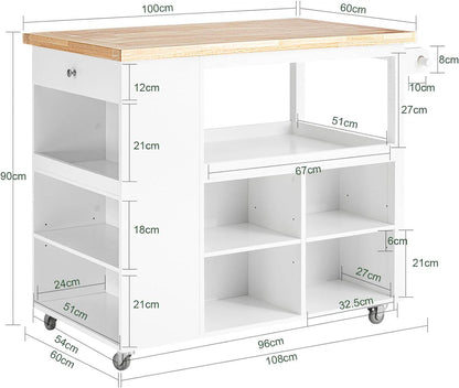 Desig Kücheninsel | Küchenwagen | Küchenschrank | Sideboard auf Rollen | FKW97-WN - Palo24