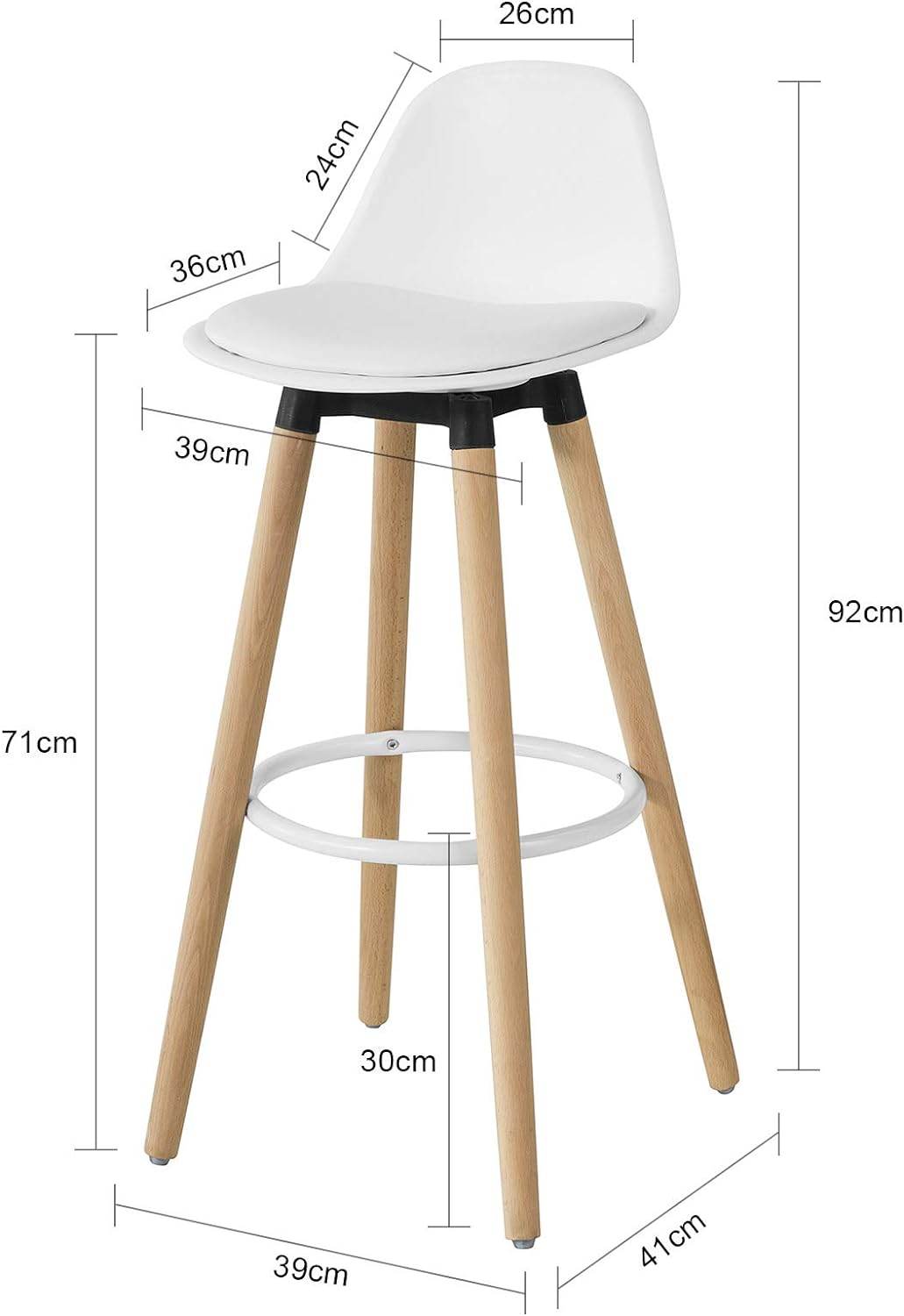 Barhocker mit Rücklehne | Barstuhl | Weiss FST70-W - Palo24