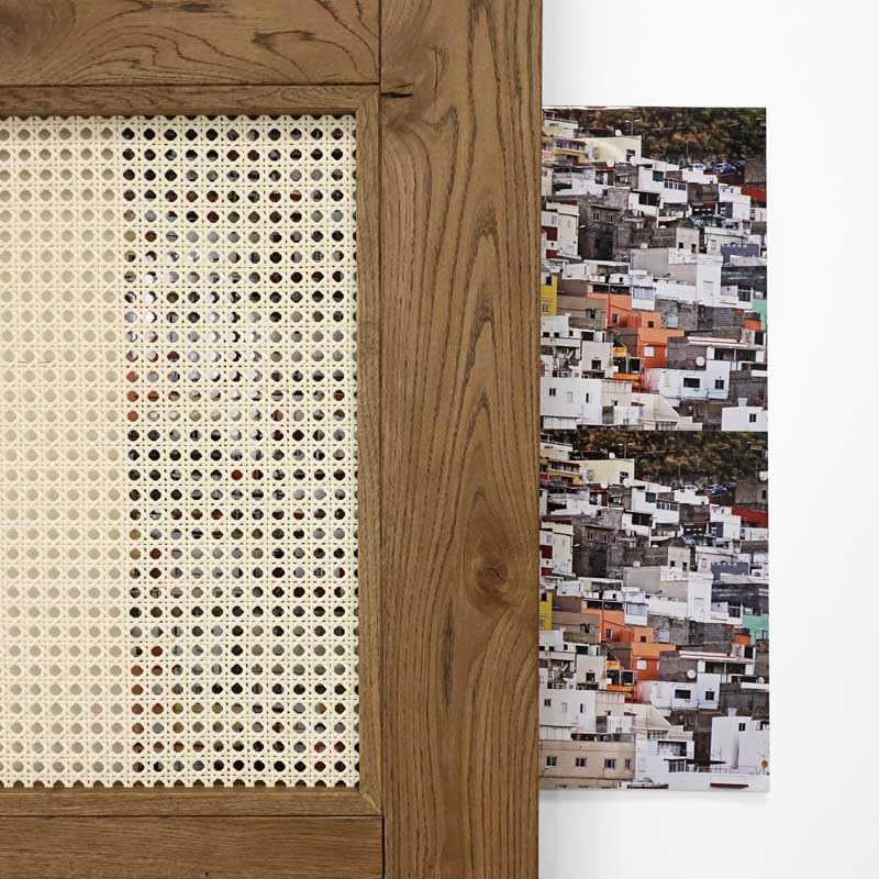 Schiebetür im rustikalen Stil mit Rattan ALTEA 100x210 Öl Braun - Palo24