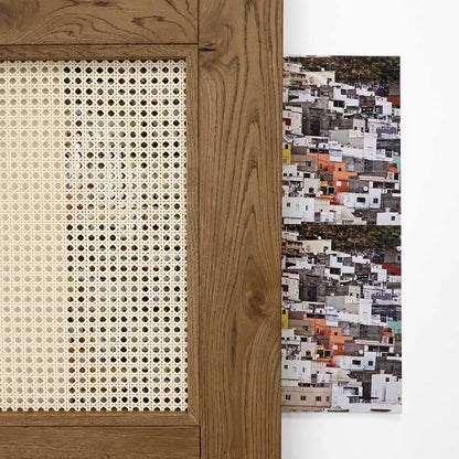Schiebetür im rustikalen Stil mit Rattan ALTEA 100x210 Öl Braun - Palo24