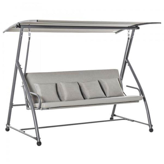 3-Sitzer Hollywoodschaukel Schaukelbank 2-in-1 Gartenliege mit Sonnendach Stahl - Palo24