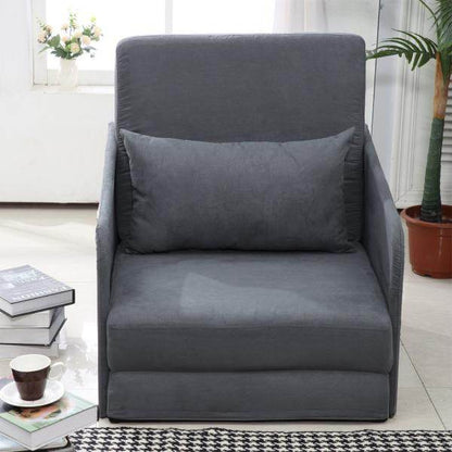Schlafsofa Sofabett Waschbarer Bezug 2 Seitentaschen Kissen Metall Grau - Palo24