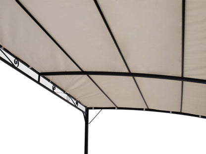 Anbaupavillon MANTOVA 3x2,5 Meter, Stahl dunkel, Plane PVC-beschichtet écru