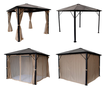 Pavillon MONTREAL 3x3 Meter, Aluminium schwarz, Dach aus PC-Kunststoff