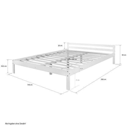Holzbett Doppelbett Futonbett 140x200 weiss Kiefer Massivholz - Palo24