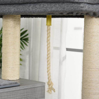 Kratzbaum Katzenbaum Kletterbaum für Katzen Multiaktivitätszentrum Grau & Weiss - Palo24