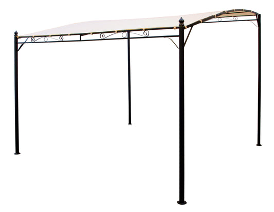 Anbaupavillon MANTOVA-XL 3x3 Meter, Stahl dunkel, Plane PVC-beschichtet écru