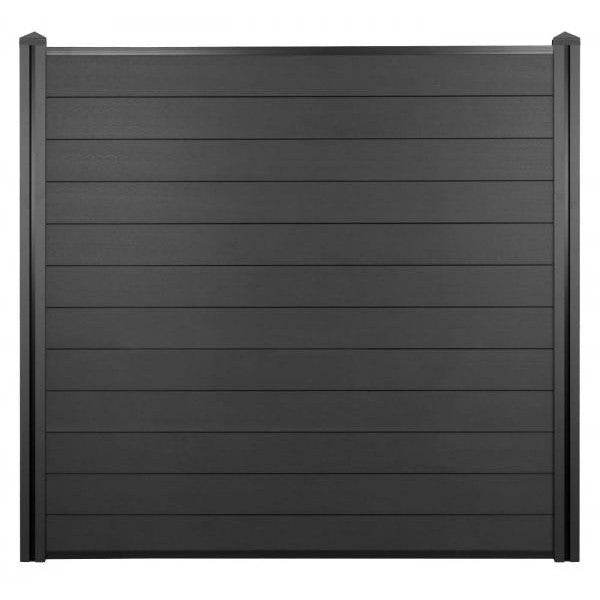 WPC-Sichtschutz Sarthe, Windschutz Zaun, WPC-Pfosten ~ 3er Set, 5,7m anthrazit - Palo24