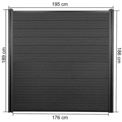 WPC-Sichtschutz Sarthe, Windschutz Zaun, WPC-Pfosten ~ 2er Set, 3,76m anthrazit - Palo24
