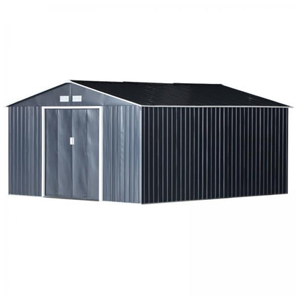 Gerätehaus Geräteschuppen grau 340 x 386 x 200 cm - Palo24