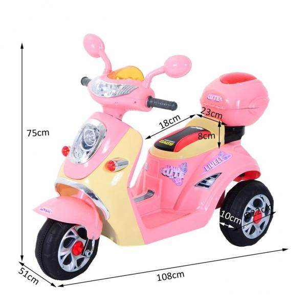 Elektro Kinderroller Kindermotorrad 6V 3 km/h 108 x 51 x 75cm Rosa Gelb - Palo24