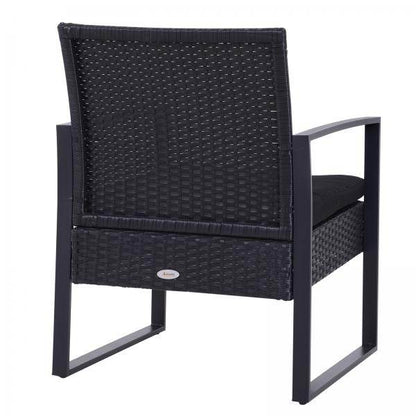 5 tlg Sitzgruppe Polyrattan Gartenset mit Kissen Schwarz - Palo24