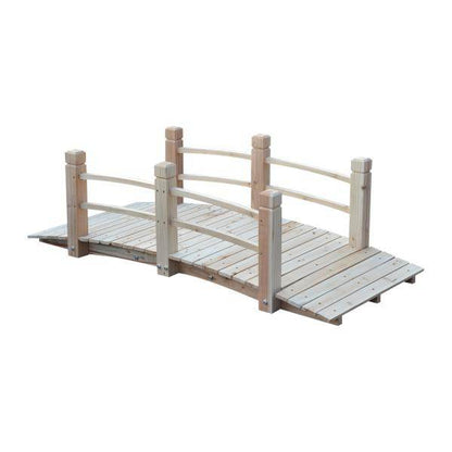 Gartenbrücke Holzbrücke Teichbrücke Zierbrücke mit Geländer bis 180 kg Tannenholz Natur - Palo24