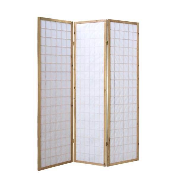 3 fach Holz Paravent Raumteiler Shoji natur - Palo24