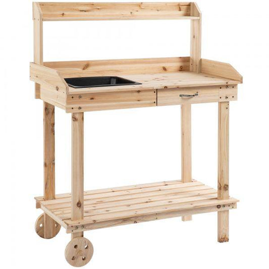 Pflanztisch Gärtnertisch Waschbecken Blumentisch Massivholz, Natur - Palo24