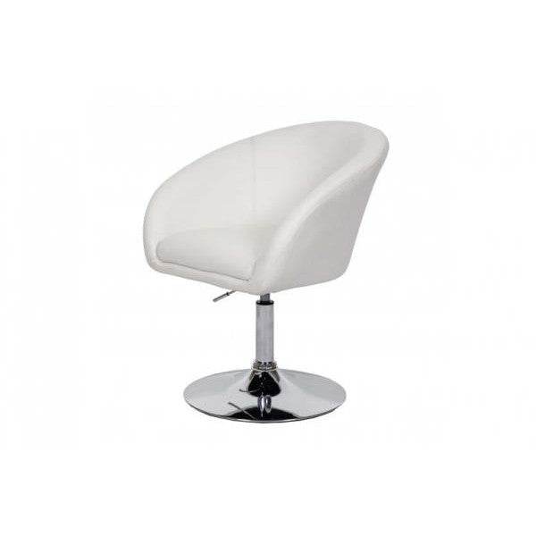 Esszimmerstuhl HWC-F19, Küchenstuhl Drehstuhl Loungesessel, drehbar höhenverstellbar ~ Kunstleder weiss - Palo24