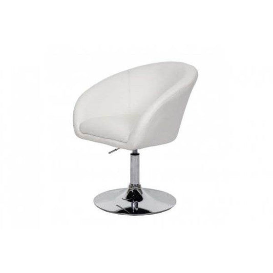 Esszimmerstuhl HWC-F19, Küchenstuhl Drehstuhl Loungesessel, drehbar höhenverstellbar ~ Kunstleder weiss - Palo24