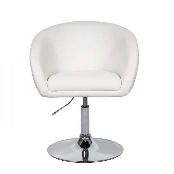 Esszimmerstuhl HWC-F19, Küchenstuhl Drehstuhl Loungesessel, drehbar höhenverstellbar ~ Kunstleder weiss - Palo24