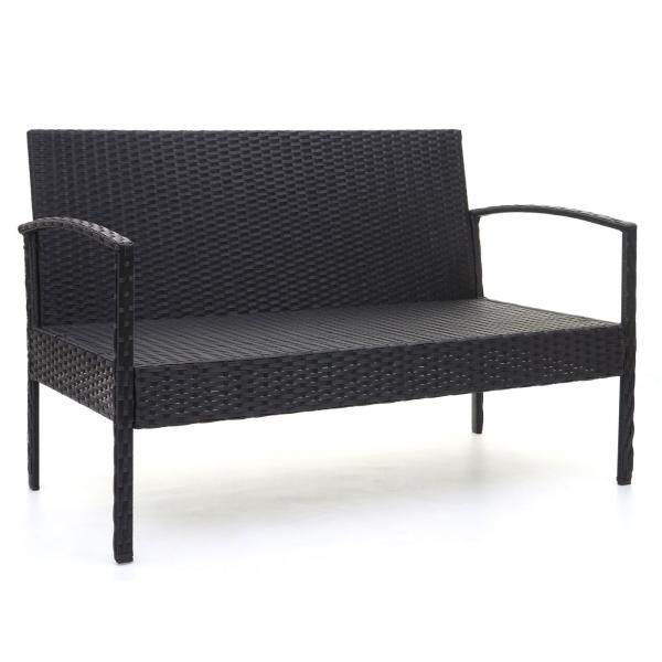 Poly-Rattan Garnitur HWC-F56, Balkon-/Garten-/Lounge-Set Sitzgruppe ~ schwarz, Kissen dunkelgrau - Palo24