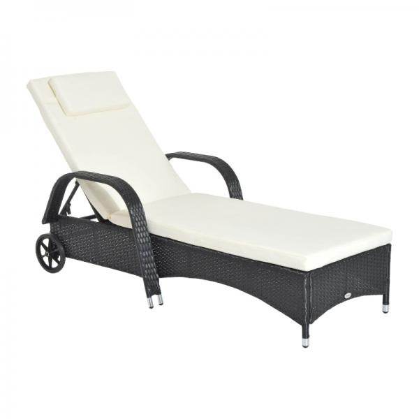 Mobile Gartenliege schwarz Rattanliege Polyrattan - Palo24
