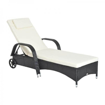 Mobile Gartenliege schwarz Rattanliege Polyrattan - Palo24