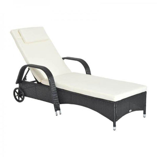 Mobile Gartenliege schwarz Rattanliege Polyrattan - Palo24