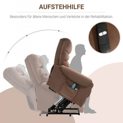Fernsehsessel mit Aufstehhilfe und Wohlfühl-Massage Hellbraun - Palo24
