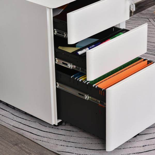 Rollcontainer mobiler Aktenschrank mit 3 Schubladen weiss - Palo24