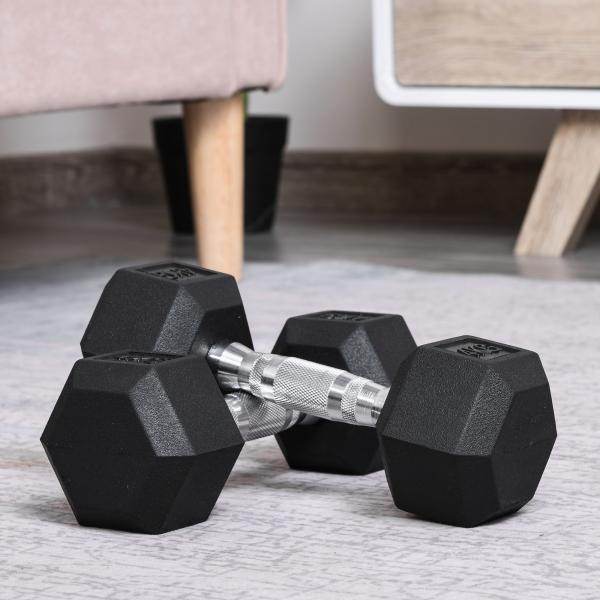 2er-Set Gummi-Hantel 4 KG Fitness Hantel Kurzhantel Metall Gummi Schwarz - Palo24