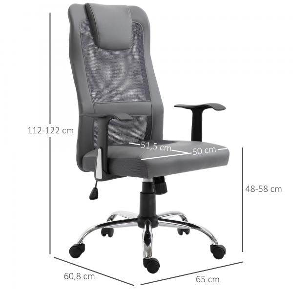 Bürostuhl höhenverstellbar Chefsessel Gaming Stuhl ergonomisch PU grau - Palo24