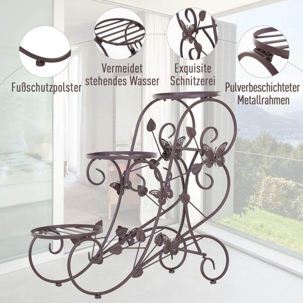Pflanzenregal Dreistufiger Blumenstand Blumentreppe Metall Bronze - Palo24