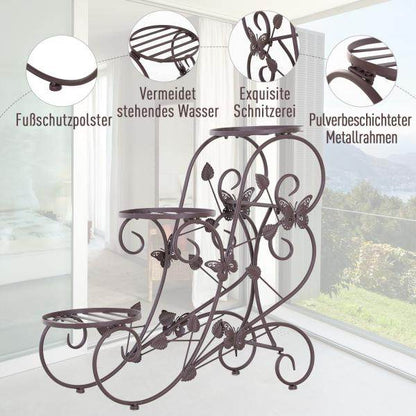 Pflanzenregal Dreistufiger Blumenstand Blumentreppe Metall Bronze - Palo24