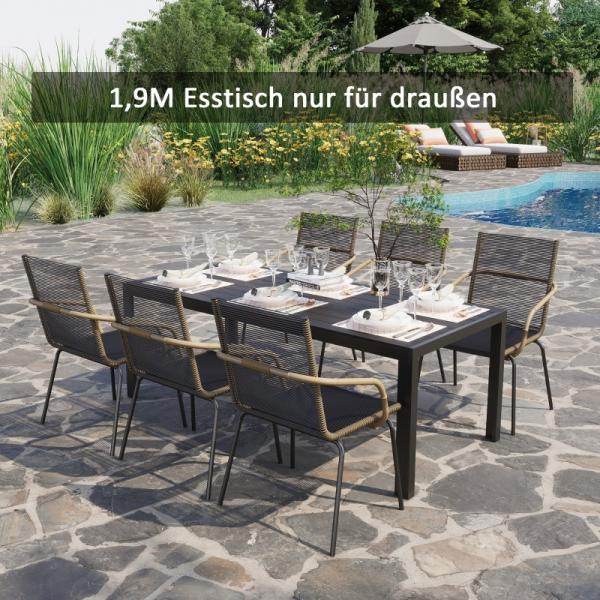 Gartentisch Aluminium Terrasse Holz-Kunststoff Polyholz schwarz - Palo24