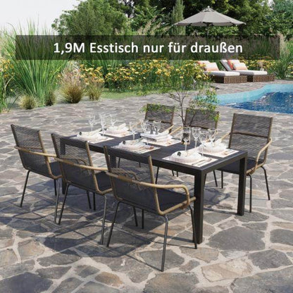 Gartentisch Aluminium Terrasse Holz-Kunststoff Polyholz schwarz - Palo24