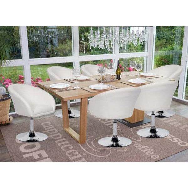 Esszimmerstuhl HWC-F19, Küchenstuhl Drehstuhl Loungesessel, drehbar höhenverstellbar ~ Kunstleder weiss - Palo24