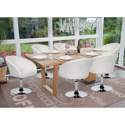 Esszimmerstuhl HWC-F19, Küchenstuhl Drehstuhl Loungesessel, drehbar höhenverstellbar ~ Kunstleder weiss - Palo24