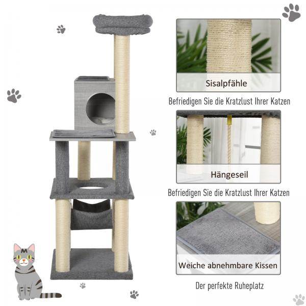 Kratzbaum Katzenbaum Kletterbaum für Katzen Multiaktivitätszentrum Grau & Weiss - Palo24