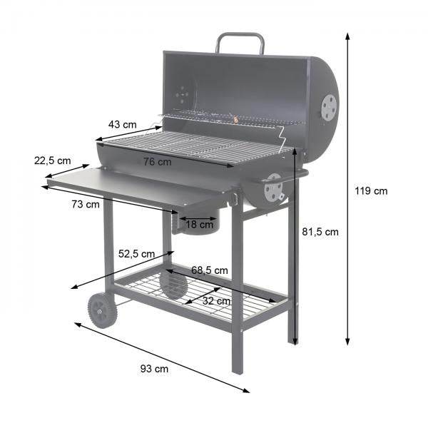 Grillwagen Holzkohlegrill Standgrill Gartengrill mit Deckel Ablage, Stahl 103x93x70cm schwarz - Palo24