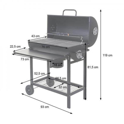 Grillwagen Holzkohlegrill Standgrill Gartengrill mit Deckel Ablage, Stahl 103x93x70cm schwarz - Palo24