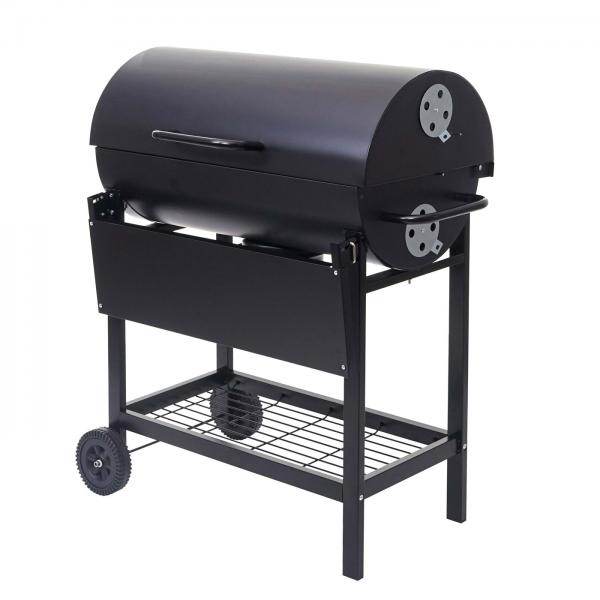 Grillwagen Holzkohlegrill Standgrill Gartengrill mit Deckel Ablage, Stahl 103x93x70cm schwarz - Palo24