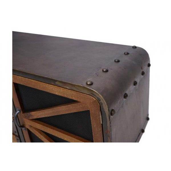 TV-Rack Fernsehtisch Lowboard Kommode, Industrial Tanne Holz Metall, braun-schwarz - Palo24