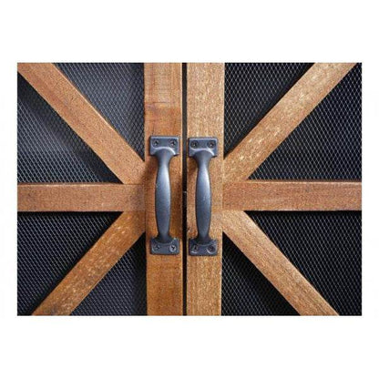 Hochschrank Apothekerschrank Industrial Tanne Holz Metall, braun-schwarz - Palo24