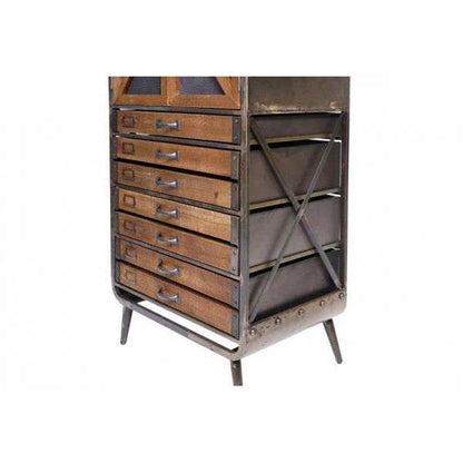Hochschrank Apothekerschrank Industrial Tanne Holz Metall, braun-schwarz - Palo24