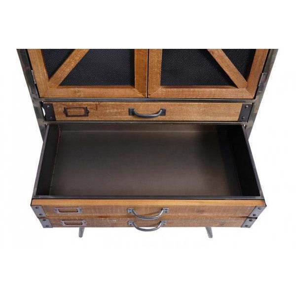 Hochschrank Apothekerschrank Industrial Tanne Holz Metall, braun-schwarz - Palo24