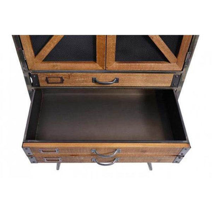 Hochschrank Apothekerschrank Industrial Tanne Holz Metall, braun-schwarz - Palo24