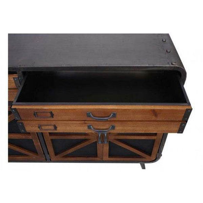 Sideboard Kommode Highboard, Industrial Tanne Holz Metall, braun-schwarz - Palo24