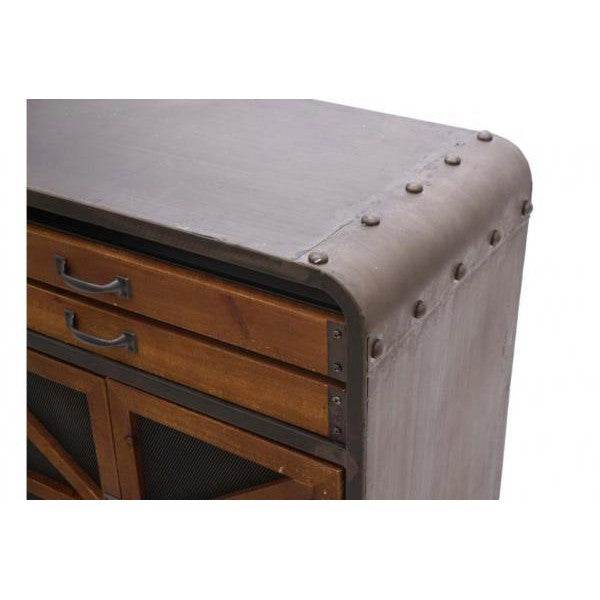 Sideboard Kommode Highboard, Industrial Tanne Holz Metall, braun-schwarz - Palo24