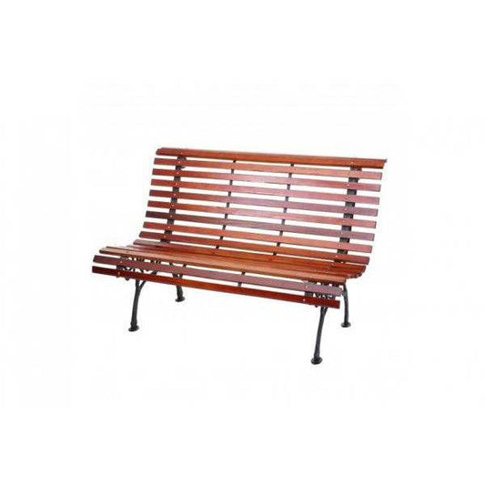 Gartenbank HWC-F97, Sitzbank Parkbank Holzbank, 2-Sitzer Gusseisen Holz 122cm 22kg ~ braun - Palo24