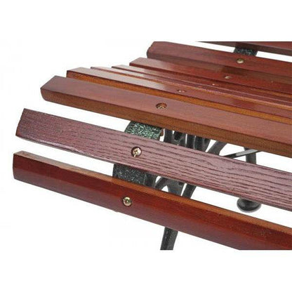 Gartenbank HWC-F97, Sitzbank Parkbank Holzbank, 2-Sitzer Gusseisen Holz 122cm 22kg ~ braun - Palo24