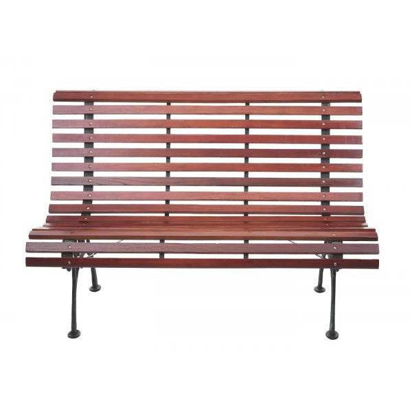Gartenbank HWC-F97, Sitzbank Parkbank Holzbank, 2-Sitzer Gusseisen Holz 122cm 22kg ~ braun - Palo24